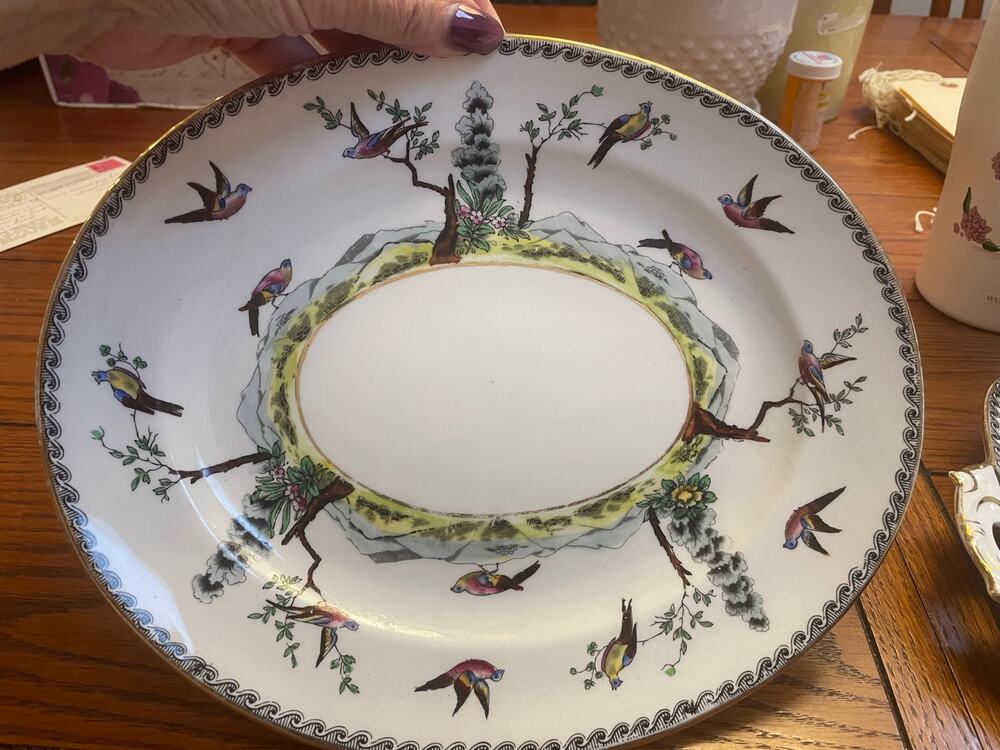 Royal Stafford English Bone China Bird Handled Cake Plate Serving Platter 11”